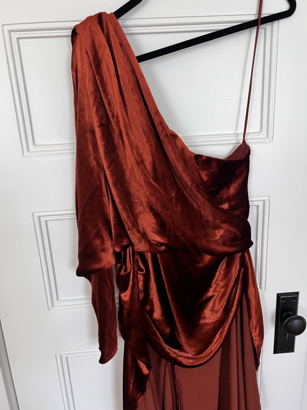 Zimmermann One-Shoulder Satin Dress in Rust - Picture 2 of 7